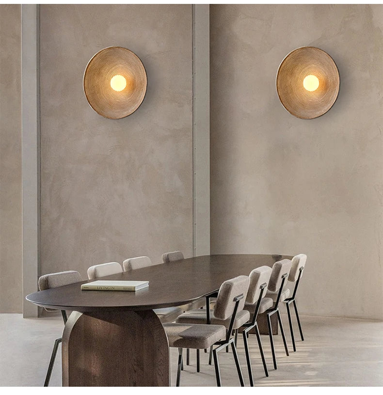 Nordic Creative Retro Round Wall Lamp Wabi-sabi Resin Sconces for Living Room Bedroom Bedside Hotel Corridor  Decor lightig