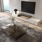 Any Size Custom Italian Luxury Stone TV Console Modern Entertainment Wall Fireplace Waterproof Scratch Proof EO Certified Living