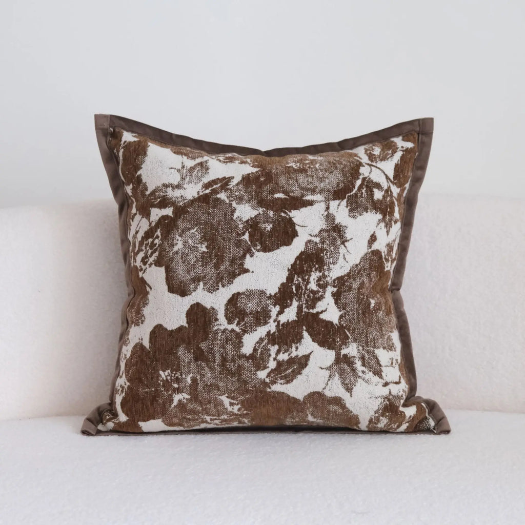Coffee Brown Maillard Cushion Cover Retro Geometric Jacquard Pillow Case Wabi Sabi Pillow Covers Decorative Modern Luxury Home