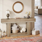 Tribesigns 63" Console Table, Farmhouse 2-Tier Entryway Table with U-Shaped Base, Narrow Long Wood Sofa Table Behind Couch Table