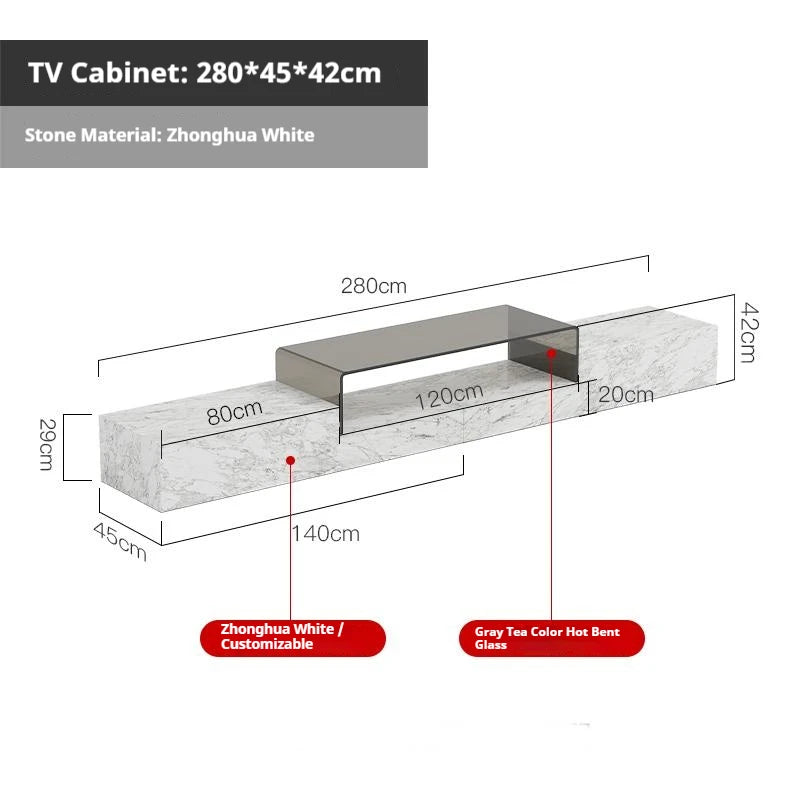 Any Size Custom Italian Luxury Stone TV Console Modern Entertainment Wall Fireplace Waterproof Scratch Proof EO Certified Living