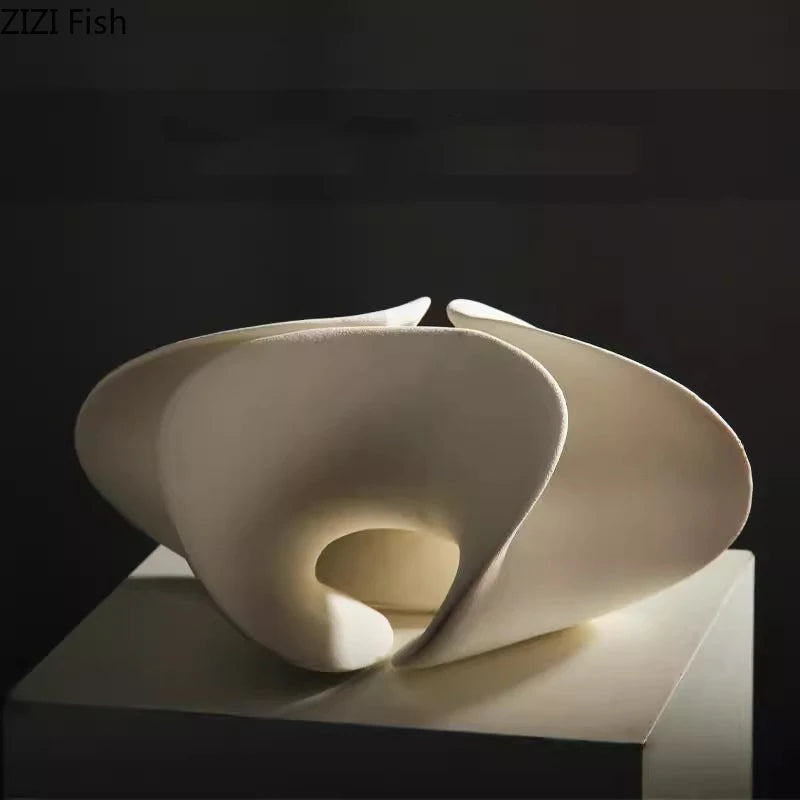 Abstract Flower Art Sculpture Ceramics Crafts Ornaments Desk Decoration White Flower Abstract Sculpture Room Aesthetic Decor