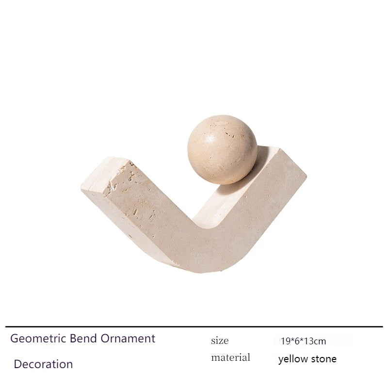 Organic Marble Sculpture in Yellow Travertine, Wabi Sabi Art Object for Shelf Decor, Window Display & Minimalist Home Statue