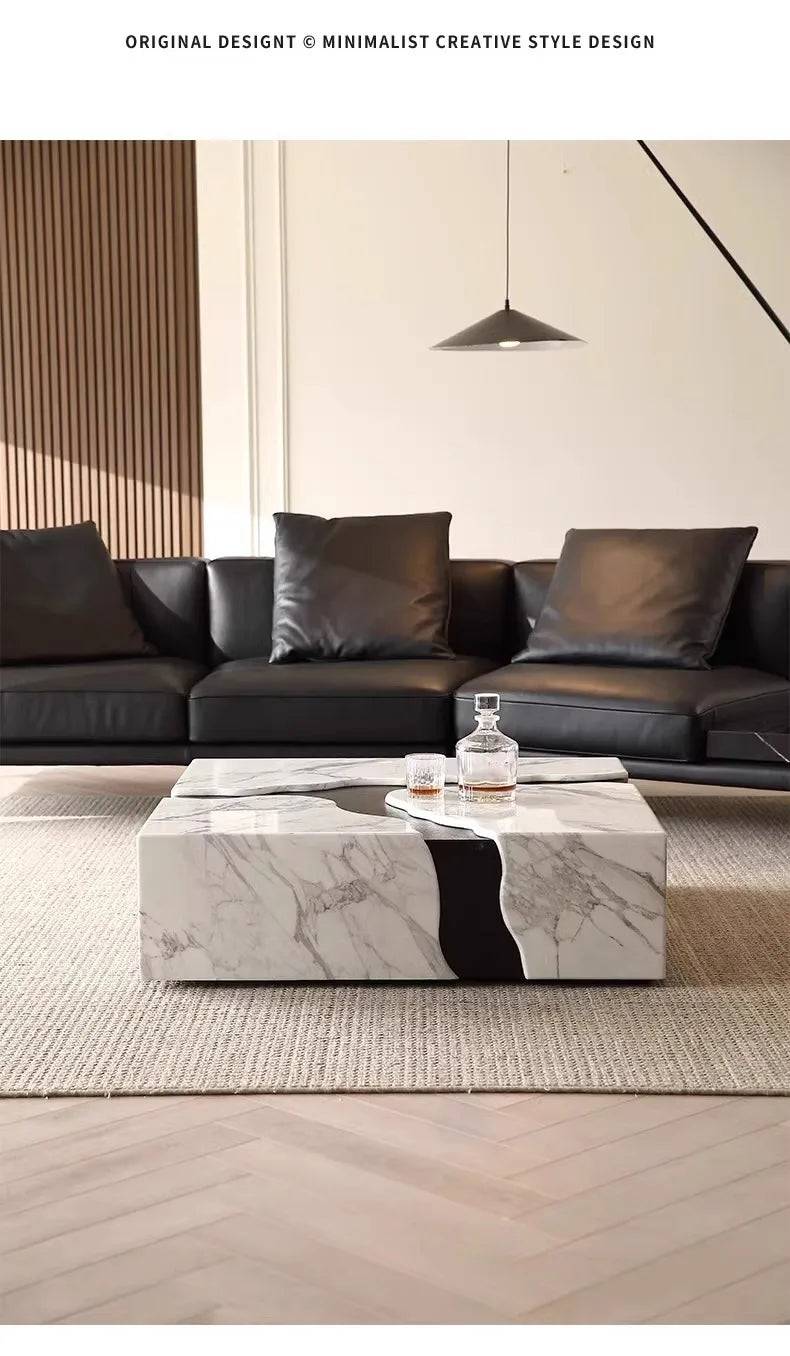 Any Size Custom Square Marble Coffee Table Italian Minimalist Viral Design Spacious Living Room Heat Scratch Resistant Customiza