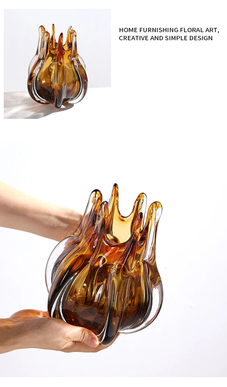 Creative Flower Bud Glass Vase Hydroponics Plant Pot Table Decoration Flowers Arrangement Floral Vases Room Aesthetic Decor