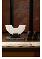 Imitate Jade Marble Semi-circular Ornaments Desk Decoration Natural Stone Sculpture Creative Crafts Room Aesthetic Decor