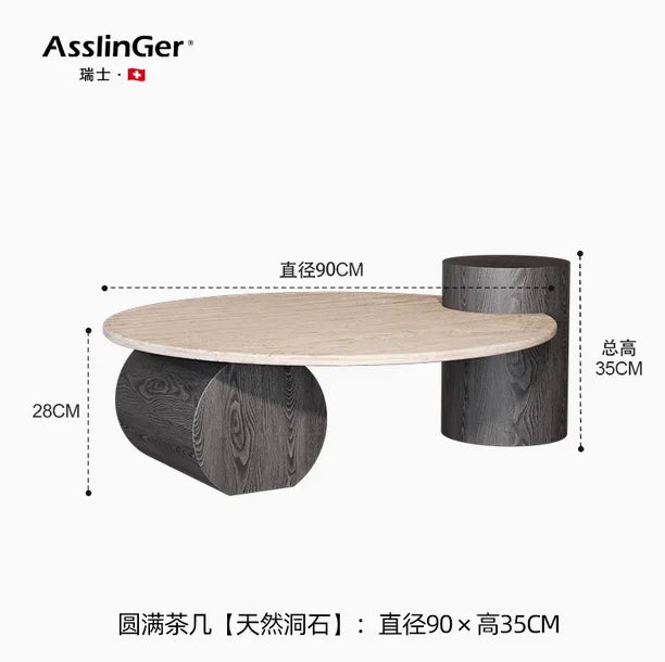 Stone Italian Side Table Nordic Natural Travertine Unique Wood Coffee Table Round Stone Designer Stolik Kawowy Home Furniture