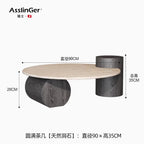 Stone Italian Side Table Nordic Natural Travertine Unique Wood Coffee Table Round Stone Designer Stolik Kawowy Home Furniture