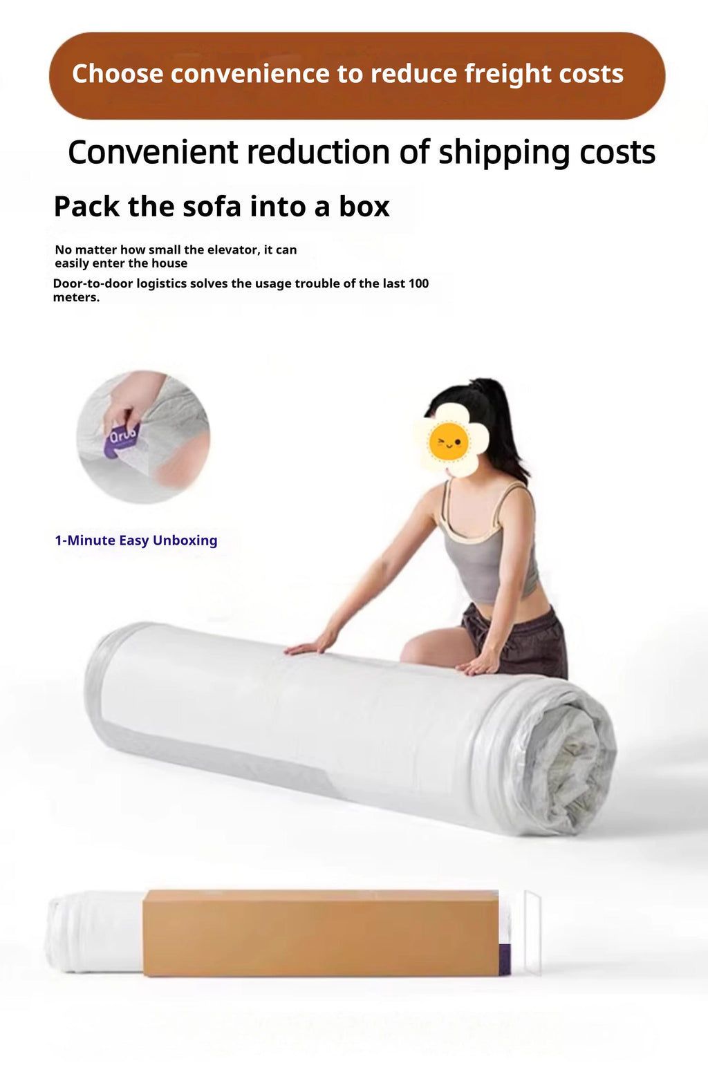 Any Size Custom Modern Comfort Luxury Puff Sofa Vacuum Roll Pack Compression Design Living Room Home Leisure Sofa Dual Use Sofa