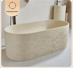 Any Size Custom Japanese Wabi Sabi Cultured Stone Bathtub Artistic Freestanding Soaking Tub Heat Retention Easy Clean Body Conto
