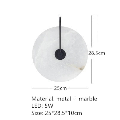 Nordic Modern Designer Minimalist Marble Circular Wall Lamp Corridor Study Bedroom Bedside Led Lights Tv Background  Decor