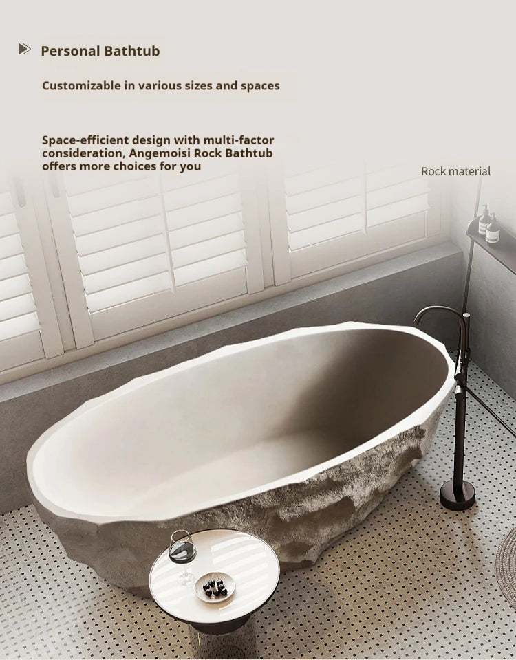 Any Size Custom Zen Inspired Stone Look Bathtub Compact One Piece Freestanding Tub Mansion Bathroom Heat Retaining Easy Clean Bo