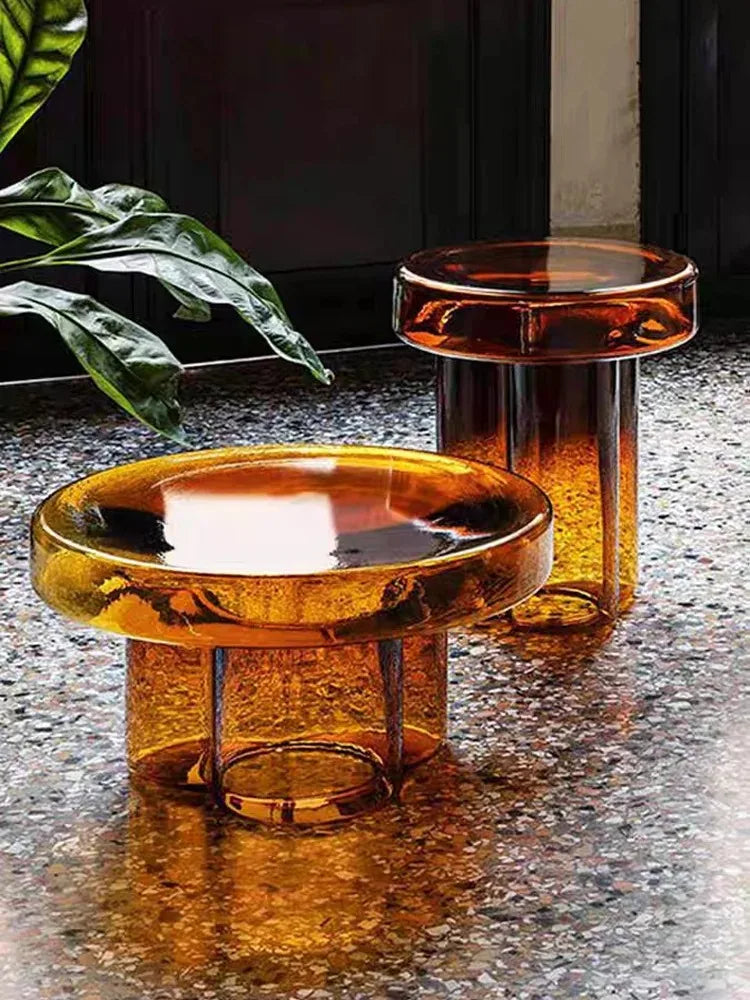 Nordic Light Luxury Glass Coffee Table Creative Petal Shape Living Room Combination Coffee Table Modern Creative Furniture