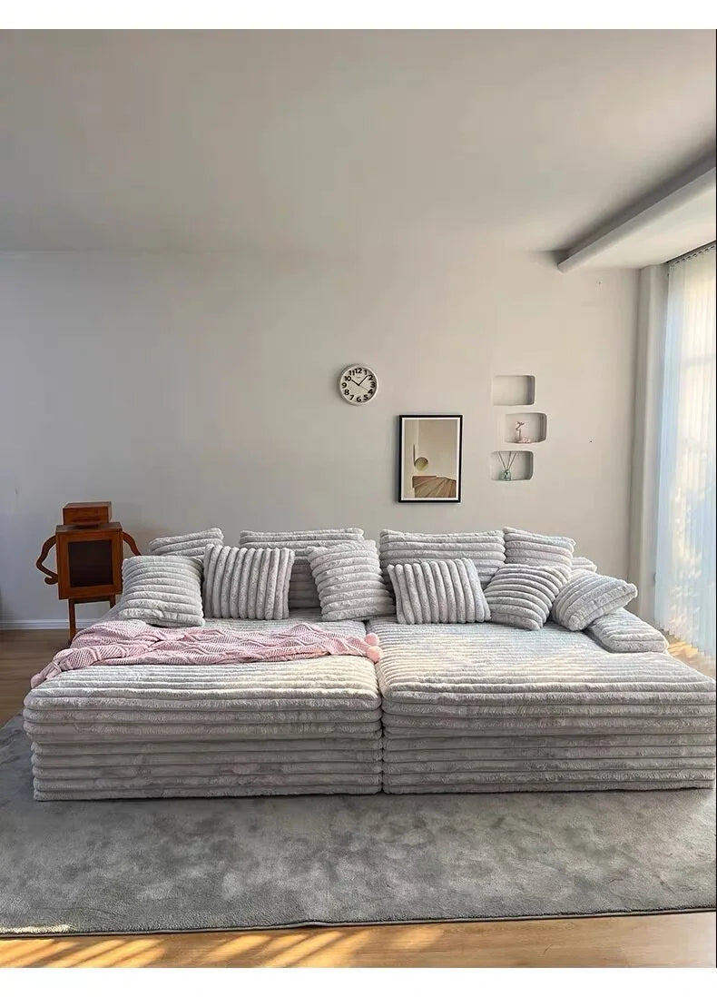 Any Size Custom Oversized Corduroy Rabbit Fur Sofa Customizable Integrated Sponge Sit Lie Eco Friendly Filling Vacuum Packed Liv
