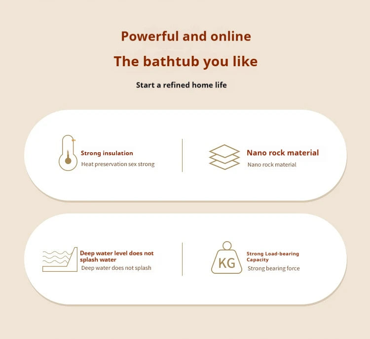 Any Size Custom Japanese Wabi Sabi Cultured Stone Bathtub Artistic Freestanding Soaking Tub Heat Retention Easy Clean Body Conto
