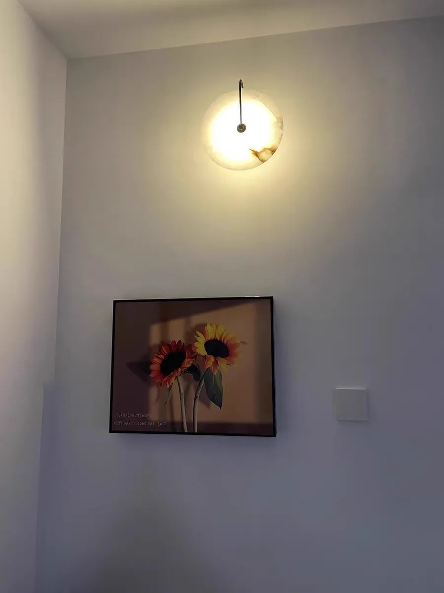 Nordic Postmodern Minimalist Marble Living Room Wall Lamp Creative Circular Bedroom Headboard Corridor Wall Lamp