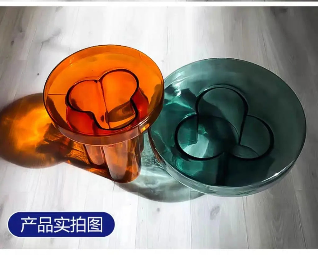Nordic Light Luxury Glass Coffee Table Creative Petal Shape Living Room Combination Coffee Table Modern Creative Furniture