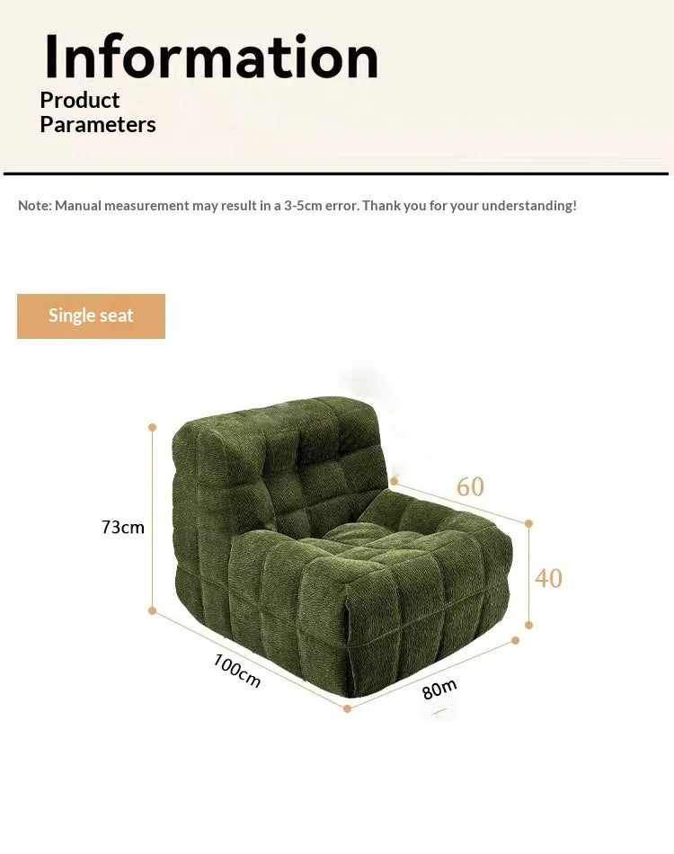 Any Size Custom Chenille Togo Lazy Sofa 6 Pleats 5 Buttons Plump Filling Compressed Shipping Multi Colors Available Cozy Living