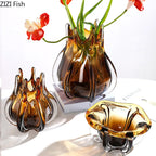 Creative Flower Bud Glass Vase Hydroponics Plant Pot Table Decoration Flowers Arrangement Floral Vases Room Aesthetic Decor