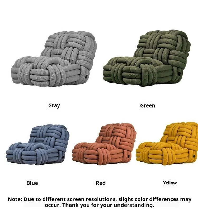 Any Size Custom Nordic Knit Lounge Chair Handwoven Chenille Fabric High Resilience Foam Comfortable Minimalist Living Room Leisu