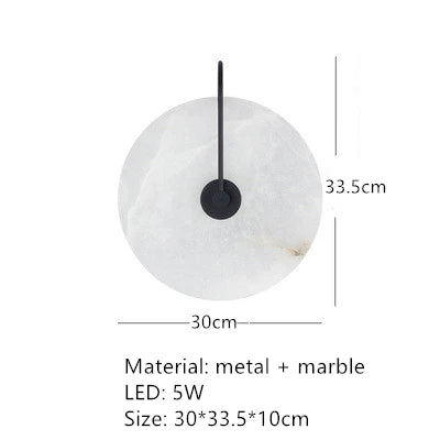 Nordic Modern Designer Minimalist Marble Circular Wall Lamp Corridor Study Bedroom Bedside Led Lights Tv Background  Decor