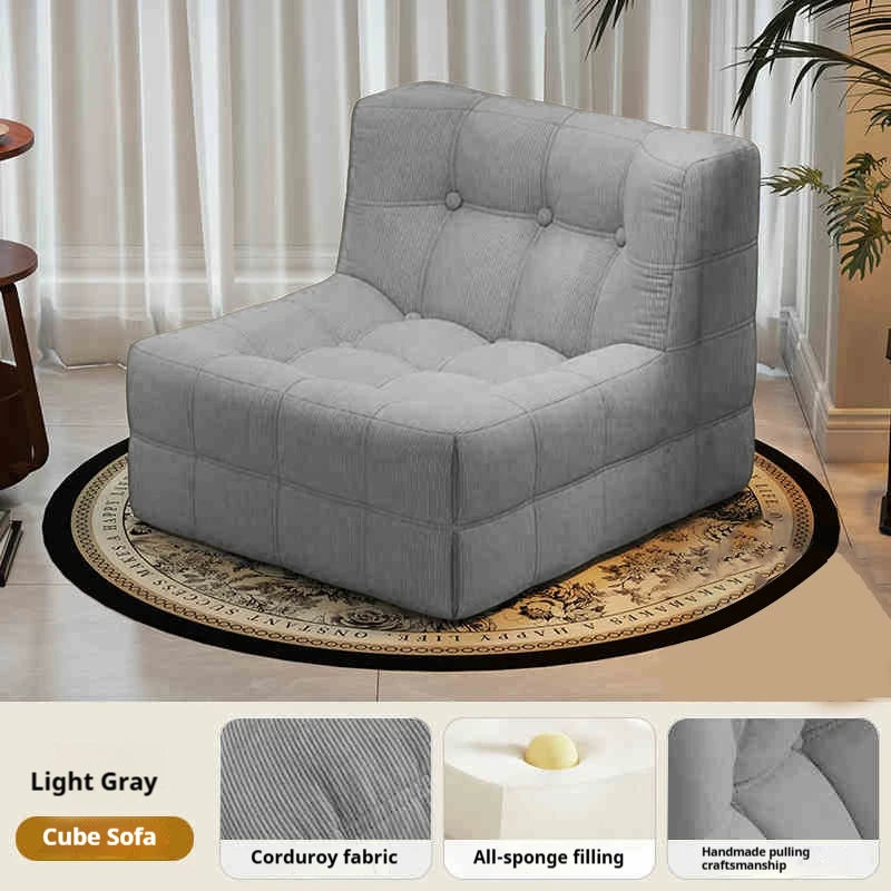 Retro Waffle Texture Chaise Lounge, Chenille Compression Sofa Single Seater, High Resilience & Durable, Modern Luxury Design
