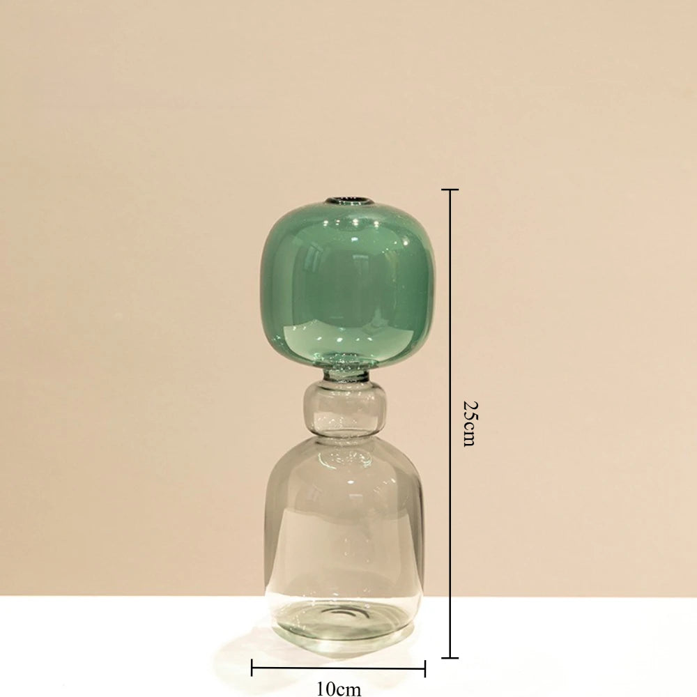 Minimalist Colored Glass Creative Double-layer Glass Transparent Vase Desktop Soft Decoration Hydroponics Vase Home Decoration