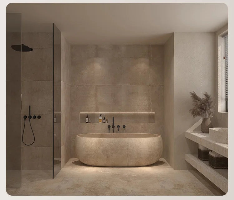 Any Size Custom Retro Oval Bathtub Compact Freestanding Soaking Tub Home Bathroom All Spaces Heat Retention Easy Clean Body Cont