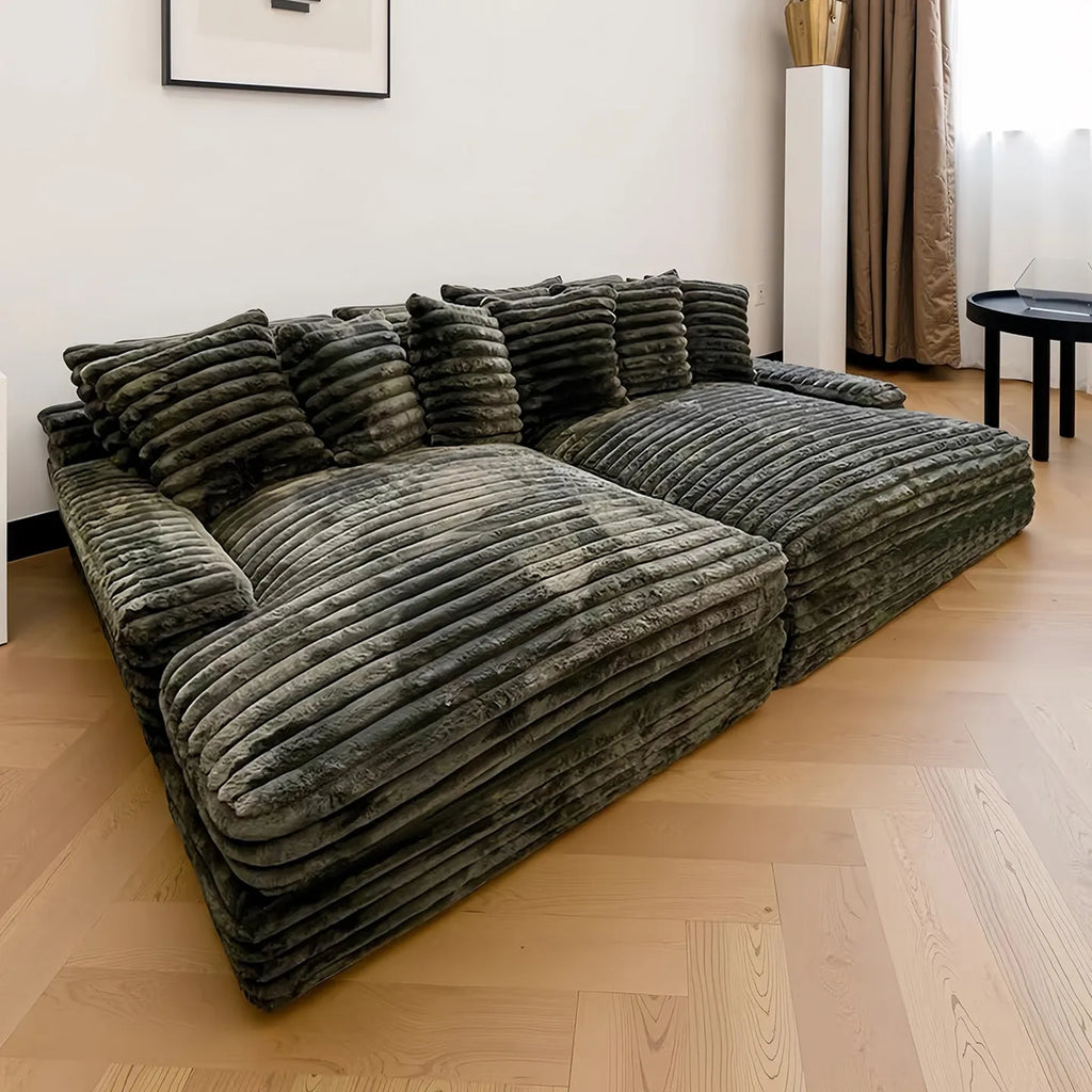 Any Size Custom Oversized Corduroy Rabbit Fur Sofa Customizable Integrated Sponge Sit Lie Eco Friendly Filling Vacuum Packed Liv