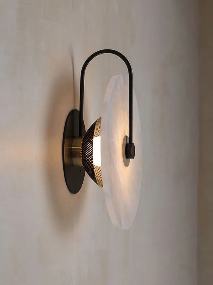 Nordic Modern Designer Minimalist Marble Circular Wall Lamp Corridor Study Bedroom Bedside Led Lights Tv Background  Decor