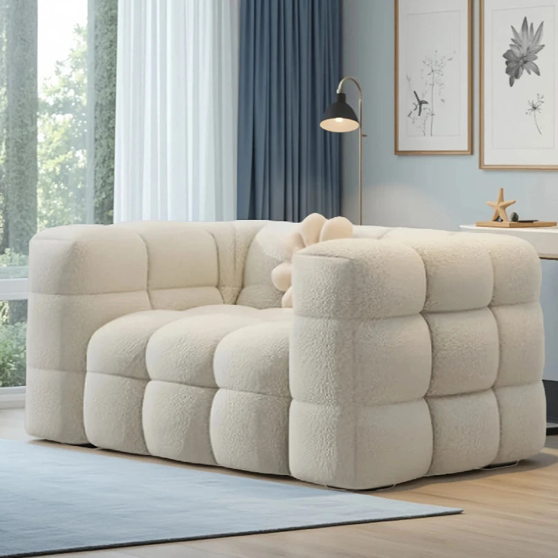 Straight row Split design soft bread module sofa berber fleece comfortable living room sofa apartment home furniture accessories