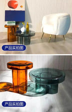 Nordic Light Luxury Glass Coffee Table Creative Petal Shape Living Room Combination Coffee Table Modern Creative Furniture