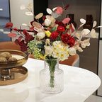 Handmade Glacier Textured Glass Vase, 8cm/3.15inch Caliber for Wide-Mouthed Floral for Decorating Living Rooms and Dining Tables