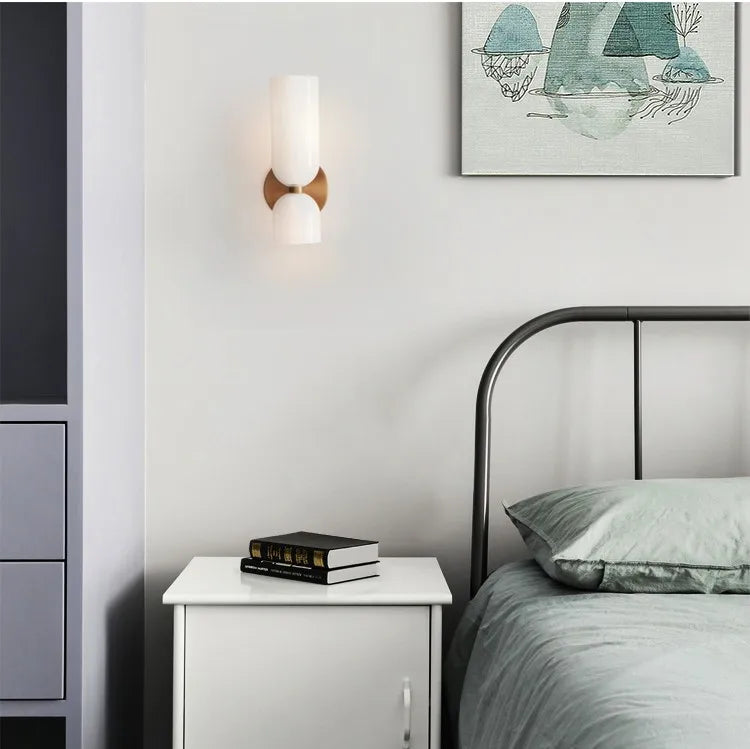 Nordic minimalist creative glass wall lamp hallway foyer bedroom living room bedside lamp study art light luxury wall lamp