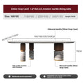 Natural Marble Dining Table with Walnut Base, Minimalist Luxury Villa Long Table, Eco-Friendly & Moisture-Proof, Customizable
