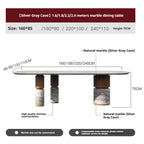 Natural Marble Dining Table with Walnut Base, Minimalist Luxury Villa Long Table, Eco-Friendly & Moisture-Proof, Customizable