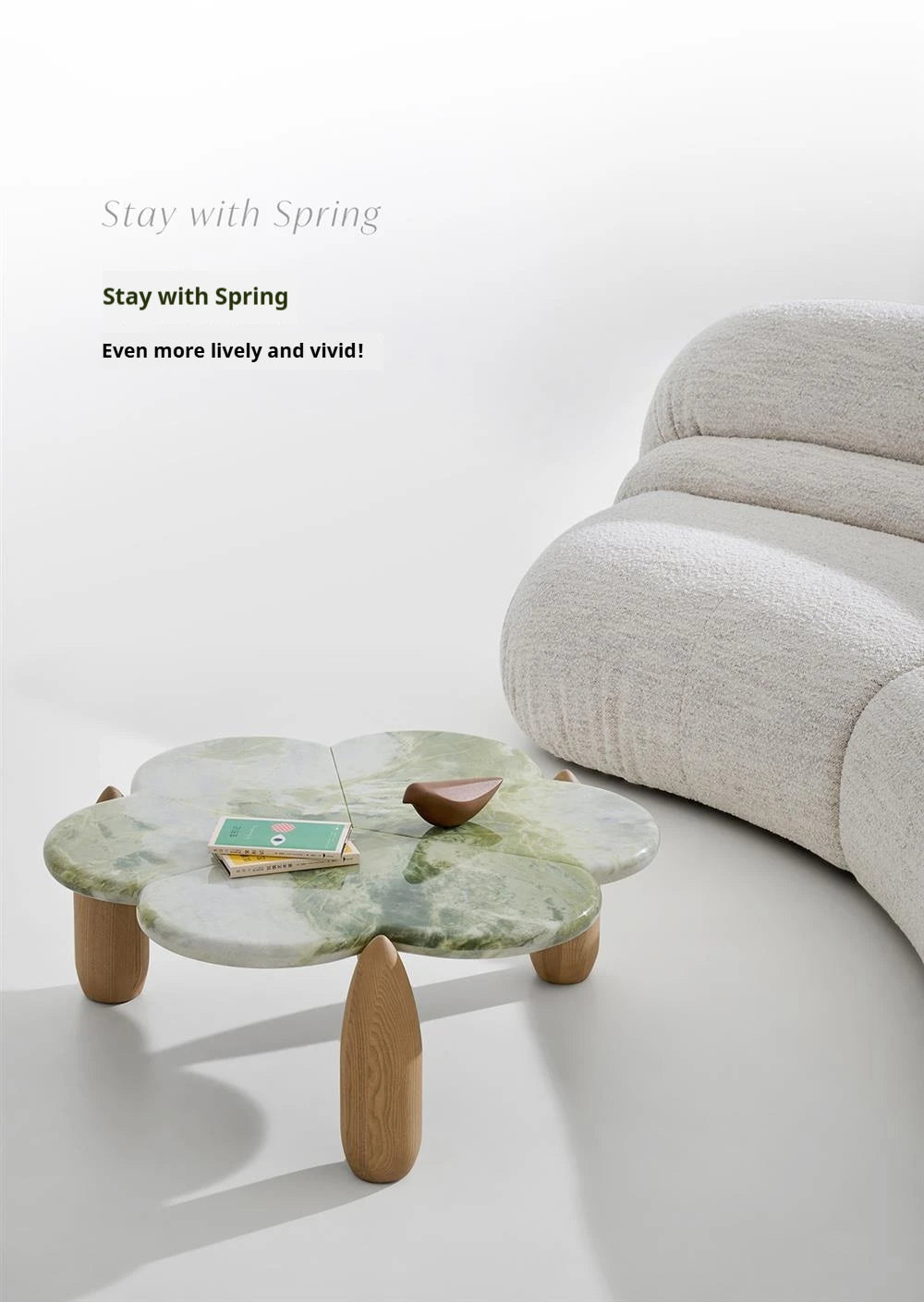 Mountain Stream Coffee Table, Vintage Marble Design for Small Space, Modern Luxury, Heat & Scratch Resistant, Customizable