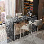 Quartz Stone Breakfast Bar, Kitchen Island with Dining Table & Cabinet, Stain Resistant & High Hardness, Custom Modern Design