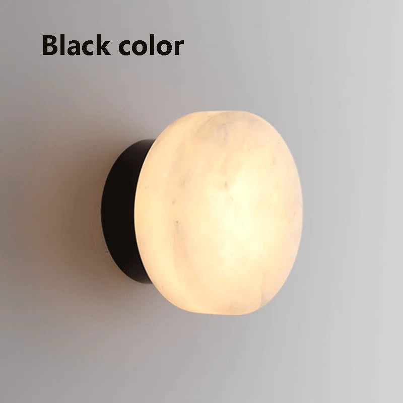 Luxury Spain natural Marble Round Wall Lamp Nordic Modern LED room Light living room Bedroom Passage corridor High-end Fixture