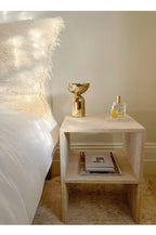 Italian Minimalist Calacatta Side Table, Mobile Square End Table for Living Room, One-Piece Natural Marble, Artistic & Customize