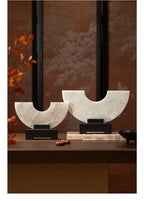 Imitate Jade Marble Semi-circular Ornaments Desk Decoration Natural Stone Sculpture Creative Crafts Room Aesthetic Decor