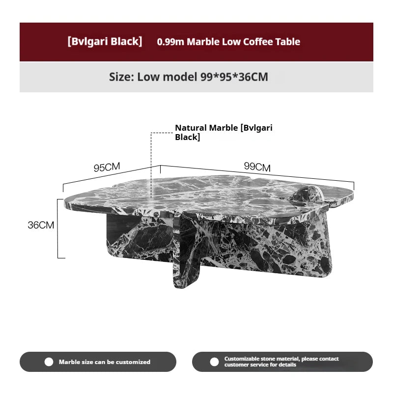 Designer Natural Marble Coffee Table Set, Italian Minimalist High-Low Nesting Tables for Small Space, Heat & Scratch Resistant