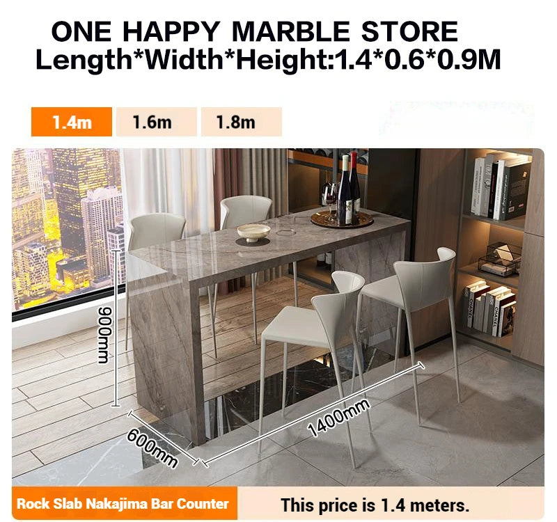 Quartz Stone Breakfast Bar, Kitchen Island with Dining Table & Cabinet, Stain Resistant & High Hardness, Custom Modern Design