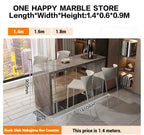 Quartz Stone Breakfast Bar, Kitchen Island with Dining Table & Cabinet, Stain Resistant & High Hardness, Custom Modern Design