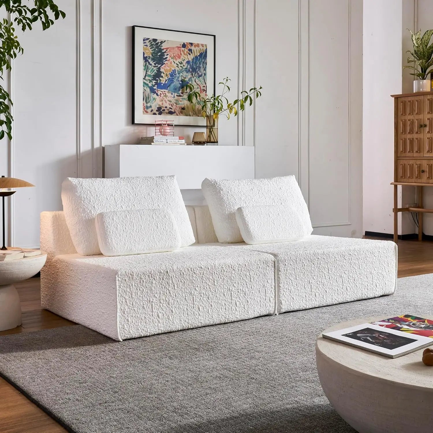 79‘’ Boneless Cloud Couch,Spacious Deep Seat Modular Sectional Sofa -Chenille Upholstered Couches for Living Room, Customized