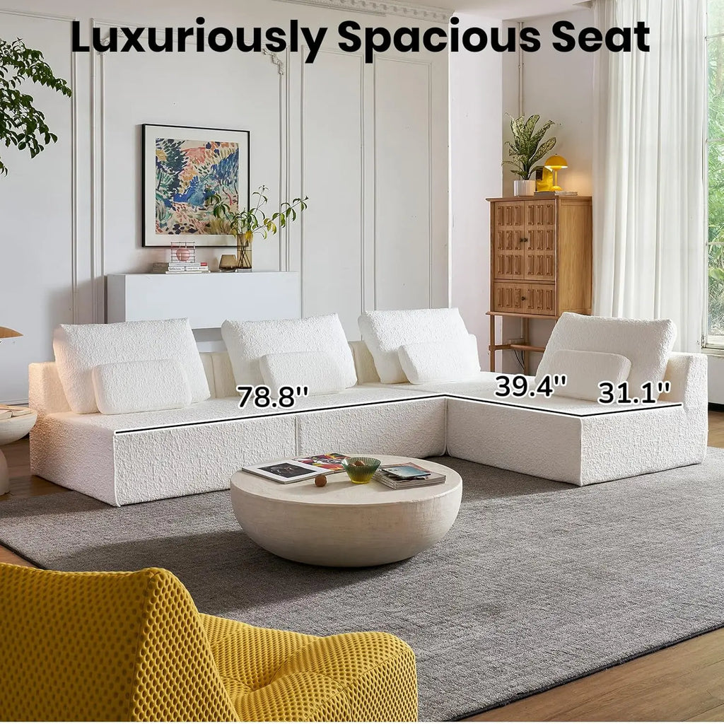 79‘’ Boneless Cloud Couch,Spacious Deep Seat Modular Sectional Sofa -Chenille Upholstered Couches for Living Room, Customized
