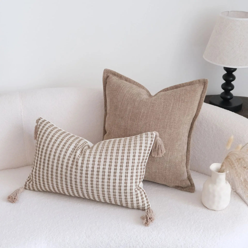 Coffee Brown Maillard Cushion Cover Retro Geometric Jacquard Pillow Case Wabi Sabi Pillow Covers Decorative Modern Luxury Home