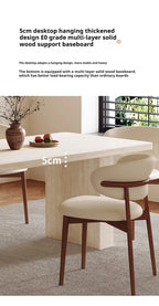 Luxury Travertine Pattern Stone Dining Table, Cream Mid-Century Style for Small Space, Stain & Heat Resistant, Customizable