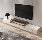 Any Size Custom Italian Luxury Stone TV Console Modern Entertainment Wall Fireplace Waterproof Scratch Proof EO Certified Living