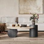 Stone Italian Side Table Nordic Natural Travertine Unique Wood Coffee Table Round Stone Designer Stolik Kawowy Home Furniture